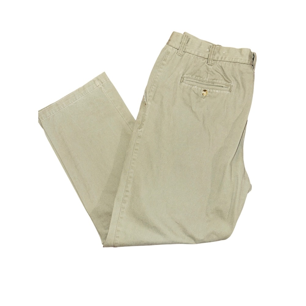 Boca Classics Chino Pants Mens 38x32 Khaki Olive Green Straight Leg Cotton Twill